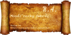 Mosánszky Ambró névjegykártya